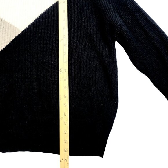 Womens XL Sophie Rue Women's Karmiti Diagonal Black Colorblock Crewneck Pullover - Picture 5 of 11